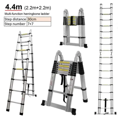 LadMax™ aluminijasta teleskopska zložljiva lestev 220-440 cm