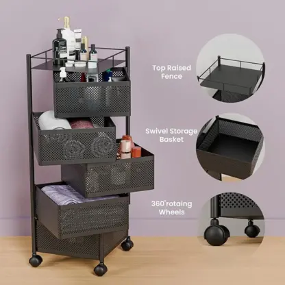 SpinRack™ vrtljiv organizacijski voziček – 4 nivoji