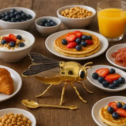 BeeJar™ posodica za med z motivom čebele in žličko