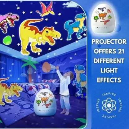 DinoGlow™ LED projektor v obliki dinozavrovega jajca z 21 motivi