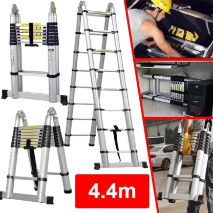 LadMax™ aluminijasta teleskopska zložljiva lestev 220-440 cm