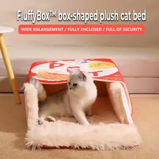 FluffyBox™ plišasta mačja postelja v obliki škatle