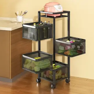 SpinRack™ vrtljiv organizacijski voziček – 4 nivoji