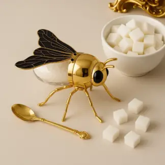 BeeJar™ posodica za med z motivom čebele in žličko