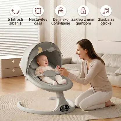 Električni otroški gugalnik z daljincem RockyBaby™