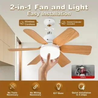 LightFlower™ leseni stropni ventilator LED (vtičnica E27)