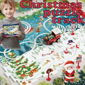 MerryRail™ božična sestavljanka s tirnico in električnim vlakom – 25 kosov