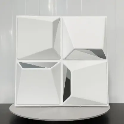 Reflectiva™ 3D stenski paneli z ogledalom 50 × 50 cm – komplet 8 kosov