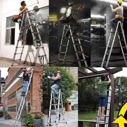 LadMax™ aluminijasta teleskopska zložljiva lestev 220-440 cm