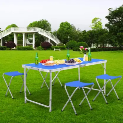 CampMate™ zložljiva aluminijasta miza za kampiranje s 4 stoli