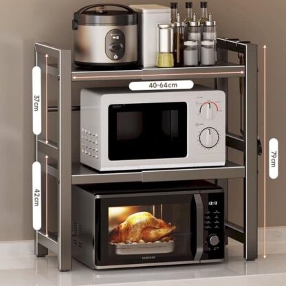 MagicRackPro™ 3-nadstropni raztegljivi regal za mikrovalovno pečico