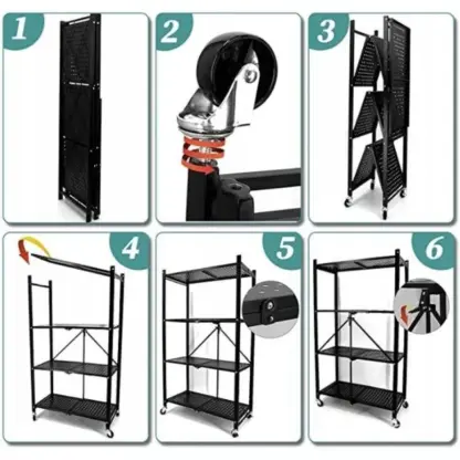 StackMax™ zložljiv kovinski regal - 4 nivoji