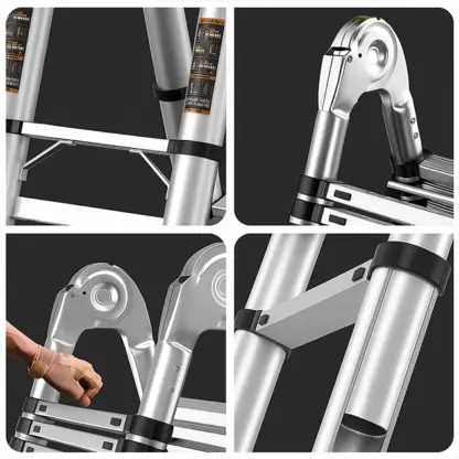 LadMax™ aluminijasta teleskopska zložljiva lestev 220-440 cm