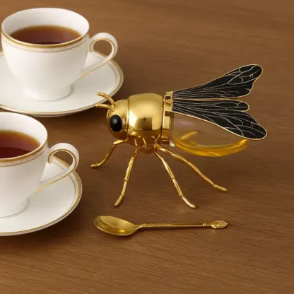 BeeJar™ posodica za med z motivom čebele in žličko