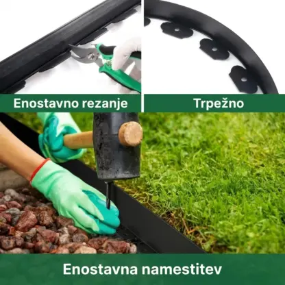 EasyBorder™ plastični robnik za trato z žeblji – 10 m
