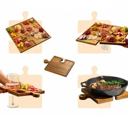 PuzzleTray™ set lesenih servirnih pladnjev v obliki sestavljanke