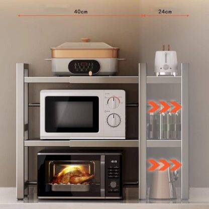 MagicRackPro™ 3-nadstropni raztegljivi regal za mikrovalovno pečico