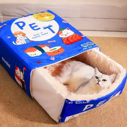 FluffyBox™ plišasta mačja postelja v obliki škatle