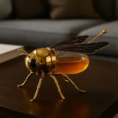 BeeJar™ posodica za med z motivom čebele in žličko