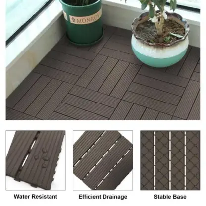 DeckLock™ povezljive PVC plošče z imitacijo lesa – 12x (30x30cm) = 1,08 m²