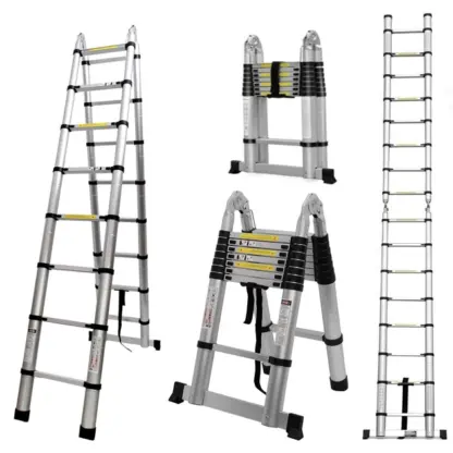 LadMax™ aluminijasta teleskopska zložljiva lestev 220-440 cm