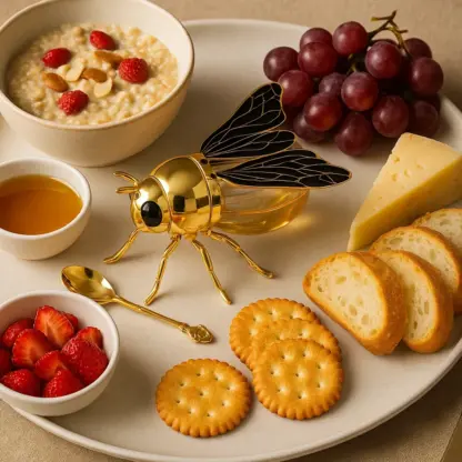 BeeJar™ posodica za med z motivom čebele in žličko