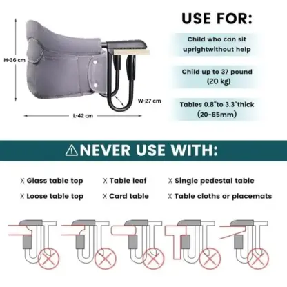 ClipMunch™ prenosni otroški jedilni stol s pladnjem