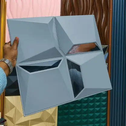 Reflectiva™ 3D stenski paneli z ogledalom 50 × 50 cm – komplet 8 kosov