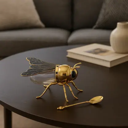 BeeJar™ posodica za med z motivom čebele in žličko