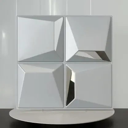 Reflectiva™ 3D stenski paneli z ogledalom 50 × 50 cm – komplet 8 kosov