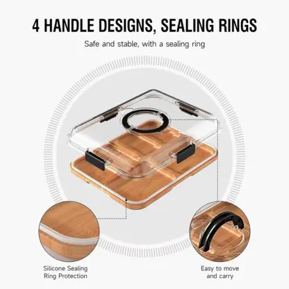 TrayLuxe™ bambusov pladenj za prigrizke s 6 predelki in pokrovom