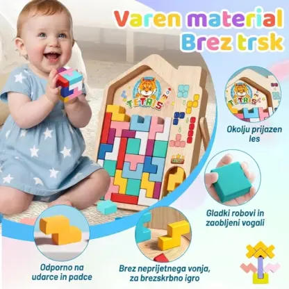 Otroška lesena igra ujemanja kock TetriWood™-middle