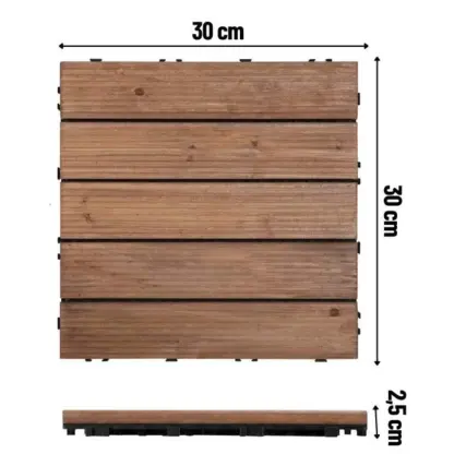 WoodyTile™ Lesene talne ploščice za teraso – 12 kosov (30x30 cm) = 1,08 m²-middle