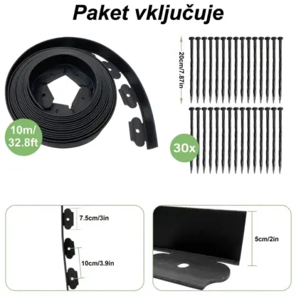 EasyBorder™ plastični robnik za trato z žeblji – 10 m-middle