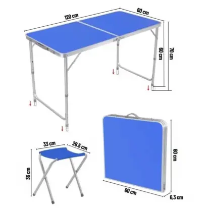 CampMate™ zložljiva aluminijasta miza za kampiranje s 4 stoli-middle
