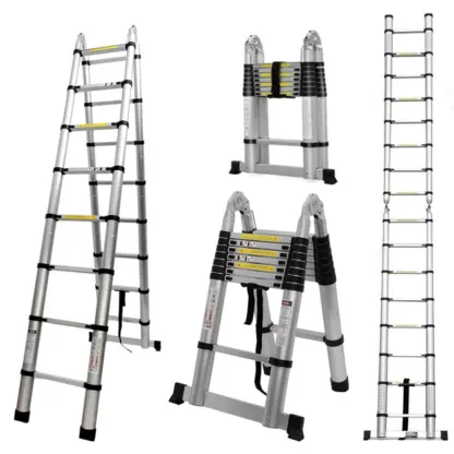 LadMax™ aluminijasta teleskopska zložljiva lestev 220-440 cm