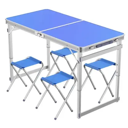 CampMate™ zložljiva aluminijasta miza za kampiranje s 4 stoli